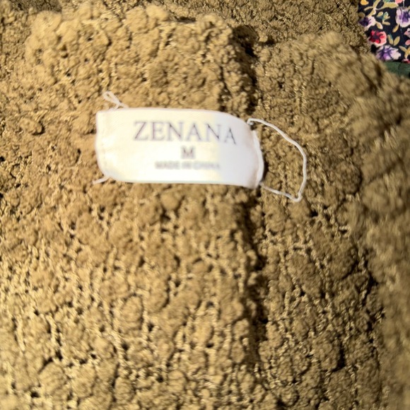 Zenana Women Olive Green Popcorn Knit Open Front Cardigan Sweater Size Medium - Picture 6 of 6